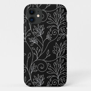 Stijlvolle zwarte witte bloemen iPhone 5 Hoesje