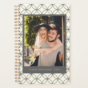 Stijlvolle zwarte witte lijn Art Aangepaste foto Planner