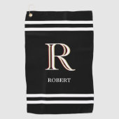 Stijlvolle zwarte witte, persoonlijke monogram naa golfhanddoek (Voorkant)