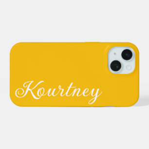 STIJLVOOLDE MODERNE ELEGANTE AANGEPASTE NAAM GEEL iPhone 15 HOESJE