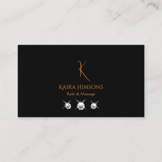 Stijlzwart met monogram QR-code en juwelen Visitekaartje (Voorkant)