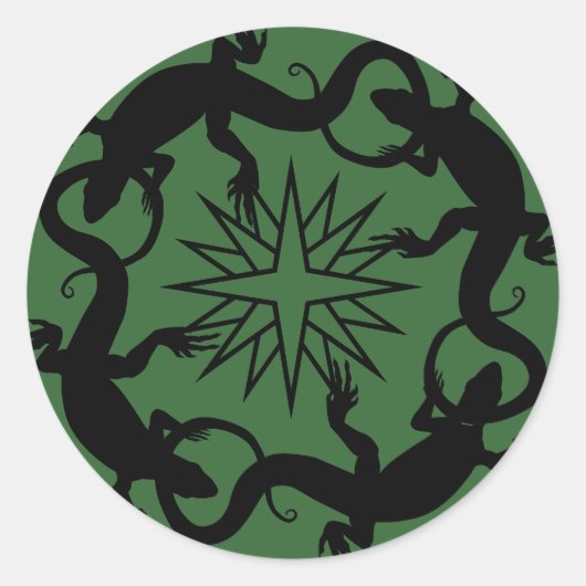 Stikkers van hagedis met oprolmechanisme ronde sticker (Voorkant)