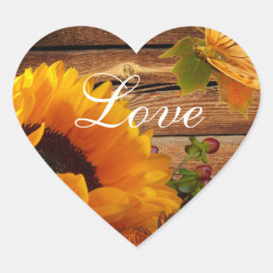 Stikkers van het liefdeshart, Rustige Herfst Zonne Hart Sticker