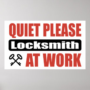 Stil alsjeblieft Locksmith op het werk Poster