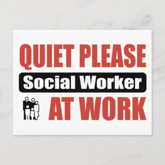 Stil alsjeblieft sociaal werker op het werk briefkaart