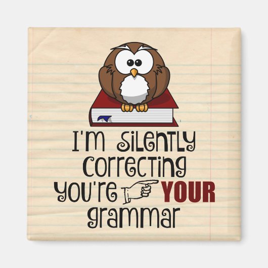 Stil corrigeren van je Grammar Sarcastic Owl Magneet (Voorkant)