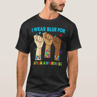 Stil Hand Dat Ik Blauwe Draag Voor Autisme Bewustz T-shirt