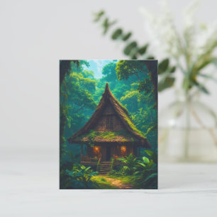 Stil huis in het tropisch bos briefkaart