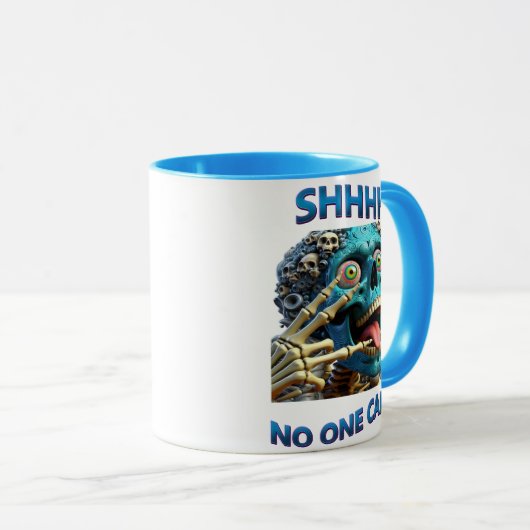Stil skelet: Shhh, niemand geeft erom Mok (Voorkant rechts)