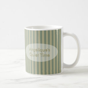 Stil Time Khaki en Beige Stripes met Jouw tekst Koffiemok