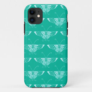 Stileer Deco butterfly - turquoise en aqua iPhone 11 Hoesje