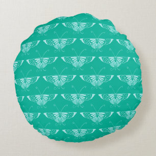 Stileer Deco butterfly - turquoise en aqua Rond Kussen