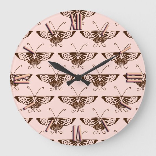 Stileer Deco-vlinder - chocolade en perziken Grote Klok (Voorkant)
