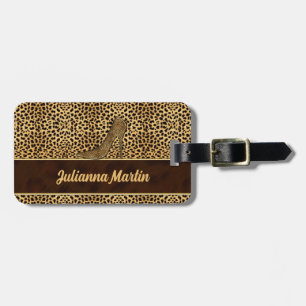 Stiletto Cheetah Print voor Lady Traveler Bagagelabel