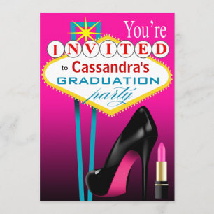 Stiletto en Lipstick Las Vegas Feest fuchsia Kaart