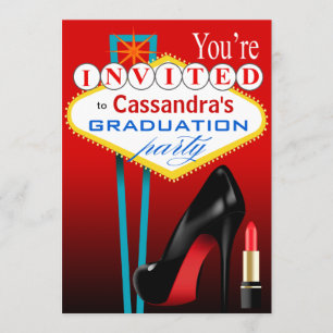 Stiletto en Lipstick Las Vegas Feest rood Kaart