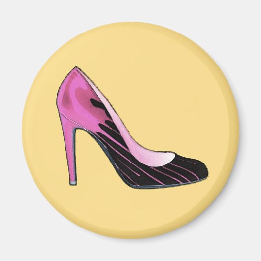 Stiletto-pomp, hete roze op sinaasappel magneet (Voorkant)