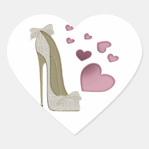 Stiletto Shoe and Pink Hearts Art Hart Sticker