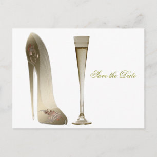Stiletto Shoe en Champagne Aankondigingskaart