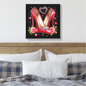 Stiletto's, Rozen en harten Canvas Afdruk (Insitu (Slaapkamer))