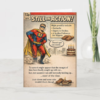 Still in Action Hero - Comic Book Birthday Kaart