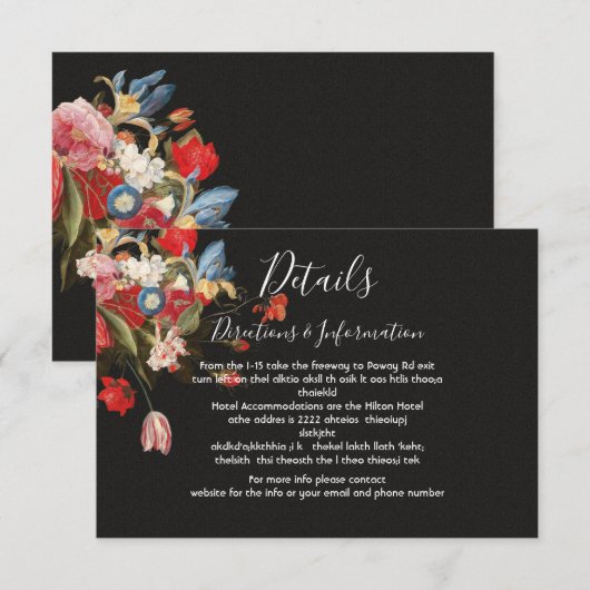 Still Life Floral Mariage Détails et carte info (Devant / Derrière)