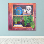 Still Life on a Bookcase Stretched Canvas Print (Insitu (Houten vloer))