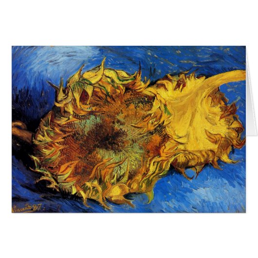 Still Life Two Cut Sunflowers par Vincent van Gogh (Devant horizontal)