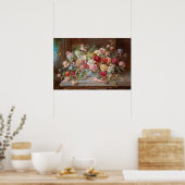 Still Life with Flowers par Hans Zatzka - poster (Cuisine)