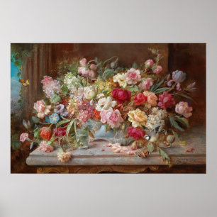 Still Life with Flowers par Hans Zatzka - poster