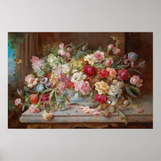 Still Life with Flowers par Hans Zatzka - poster
