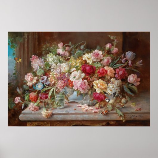 Still Life with Flowers par Hans Zatzka - poster (Devant)