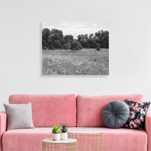 Still Prairie, Cloudy Sky Canvas Afdruk (Insitu (Woonkamer))
