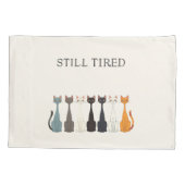 Still Tired Cats Mom | Blue Graphic Reversible Cat Kussensloop (Achterkant)