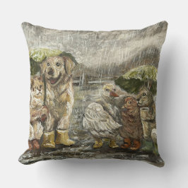Still Together Whimsical Farmhouse Animals Rainy  Kussen