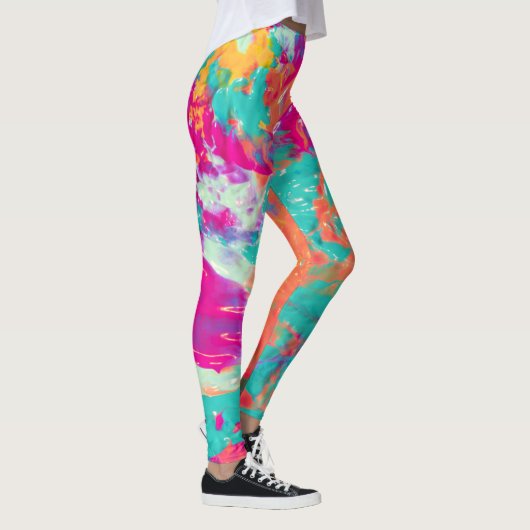 Still Wet Kleurrijke Neon Splatter Paint Abstract Leggings (Rechts)