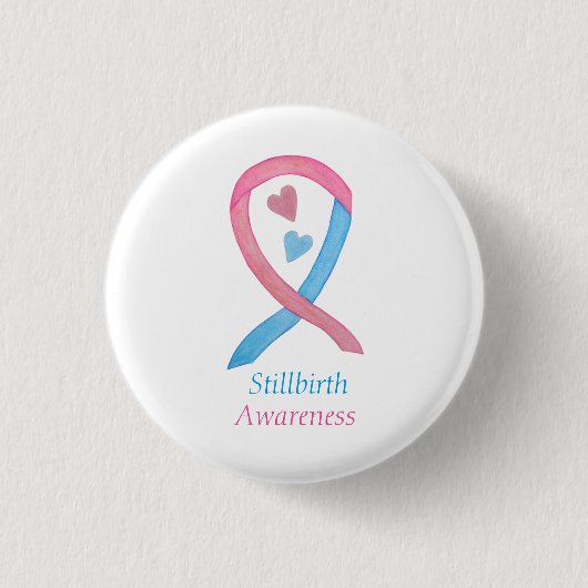 Stillbirth Awareness Ribbon Custom Art Button (Voorkant)