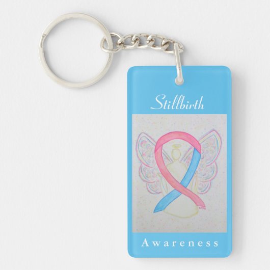 Stillborn Awareness Ribbon Angel Sleutelhanger (Voorkant)