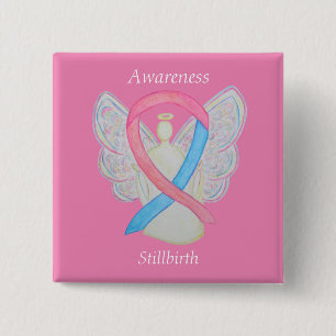 Stillborn Bewustheid Ribbon Angel - aangepaste kun Vierkante Button 5,1 Cm