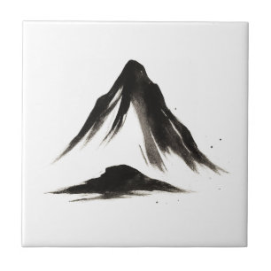 Stille Berg – Inktenst Landschap op Onderzetter Tegeltje