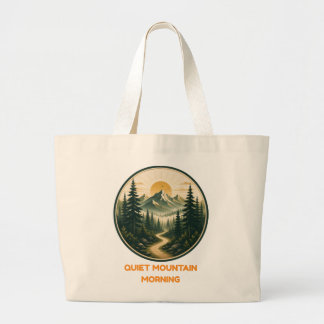 Stille Berg ochtend | Vintage Zonsopgang Bos Grote Tote Bag