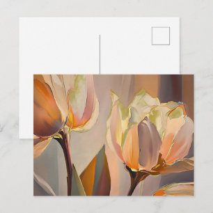 Stille Bloei - Abstracte Tulpen in Zacht Goud Briefkaart