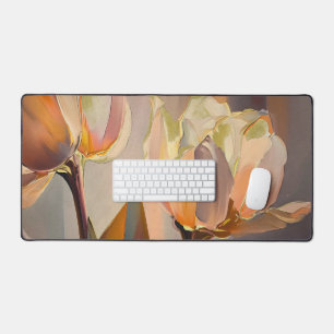 Stille Bloei – Abstracte Tulpen in Zachte Goud Bureaumat