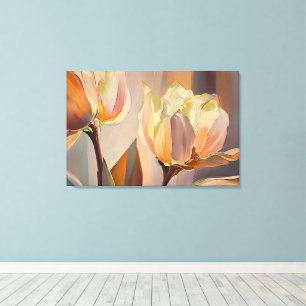 Stille Bloei – Abstracte Tulpen in Zachte Goud Canvas Afdruk