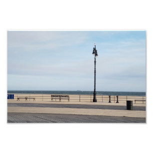 Stille Coney Island NYC boulevard scène Foto Afdruk