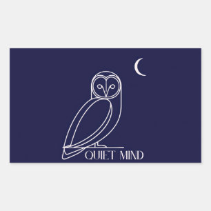 Stille Geest Uil – Minimalistisch Nacht Wijsheid D Rechthoekige Sticker