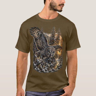 Stille Jager – Vintage Grote Grijze Uil Wildernis T-shirt