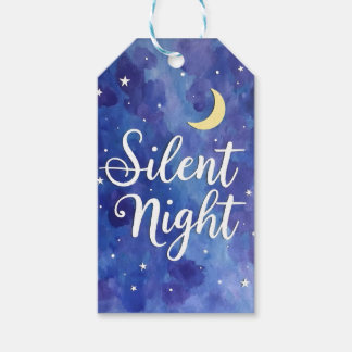 Stille Kerstnacht Maanverlichte Nacht Hemel Kerstm Cadeaulabel