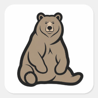 Stille Kracht Beer – Kalme Minimaal Dier Illustrat Vierkante Sticker