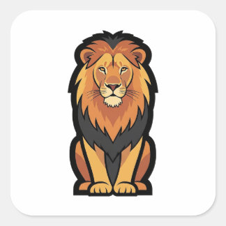 Stille Kracht Leeuw – Minimalistische Dierenillust Vierkante Sticker